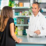 Pharmacist and Client in a Drugstore