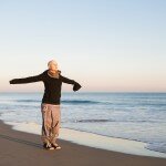 Real Female hairless fight against cancer at the beach